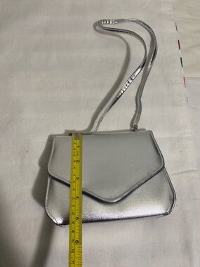 Silver Metallic Mini Shoulder Bag Small Purse Y2K Evening Clutch Envelope Flap